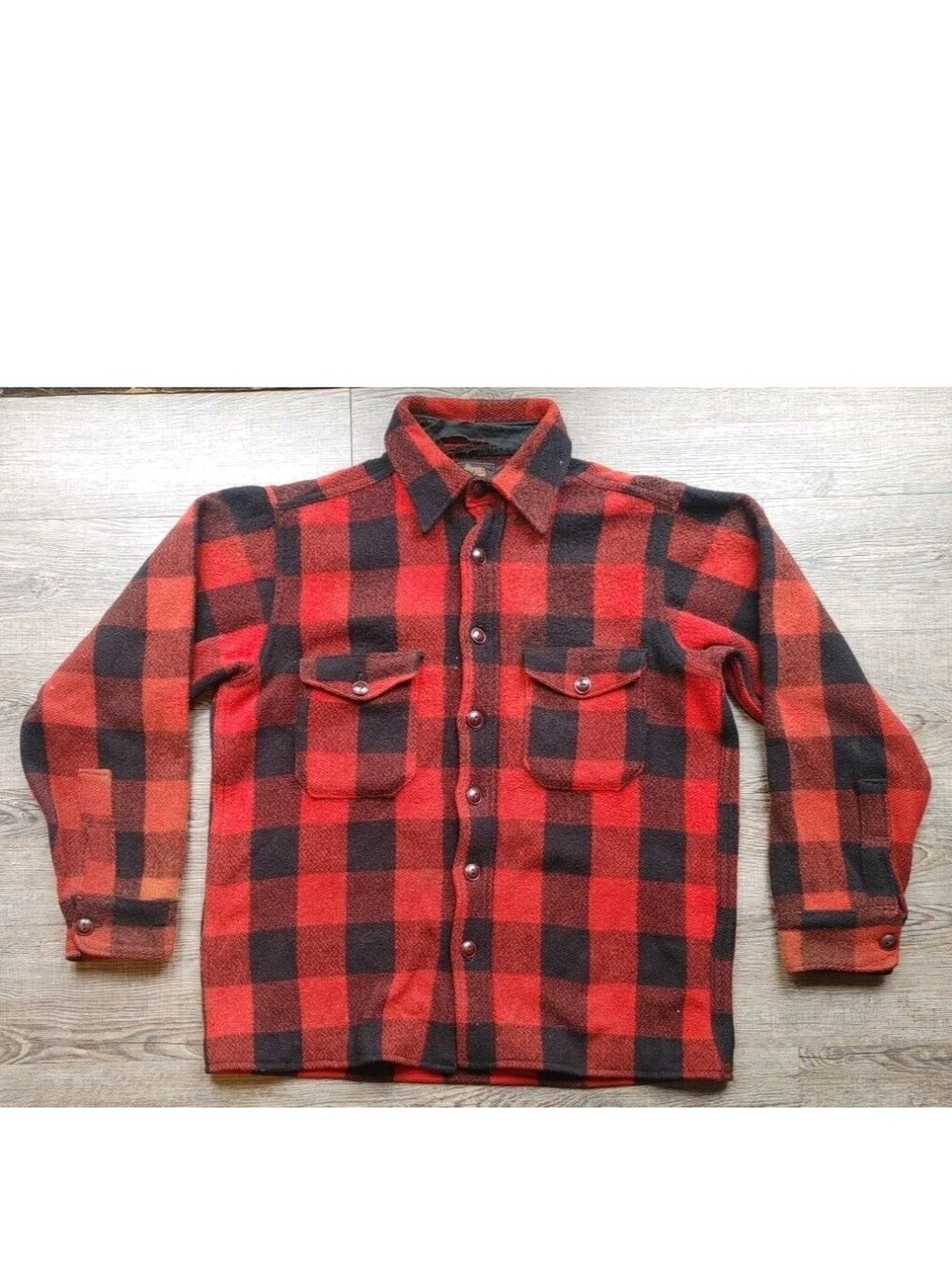 Woolrich Jacket Mens 53 Medium Wool Red Buffalo Check Plaid Hunting Outdoors Vtg